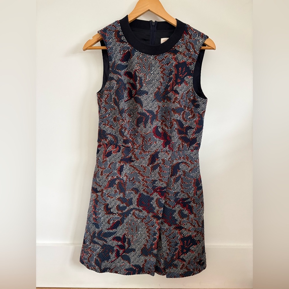Tory Burch Blue Sheath Mini Dress Sleeveless Crew Neck